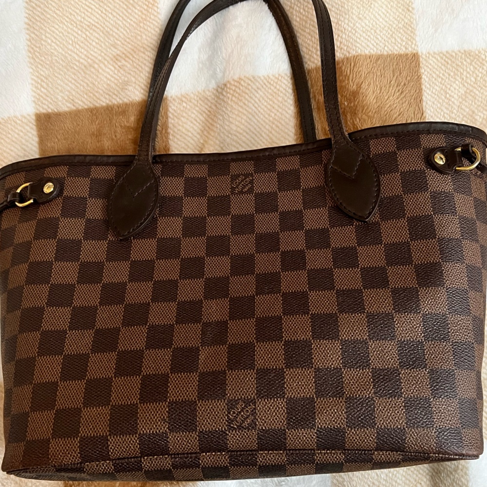Authentic LOUIS VUITTON Damier Ebene
Neverfull PM Shoulder Tote Bag